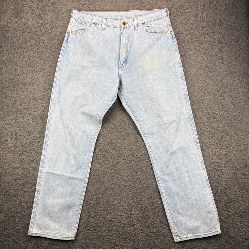 Wrangler Men's Light Wash‎ Straight Leg Denim Jeans Size 38x34